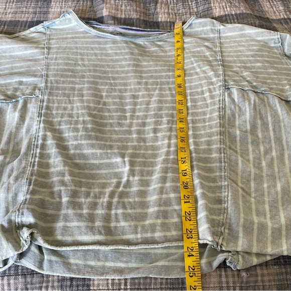 Pilcro The Riley Top Scoop Neck Green Striped Cotton Relaxed Fit 3/4 Sleeves: M - Picture 11 of 12